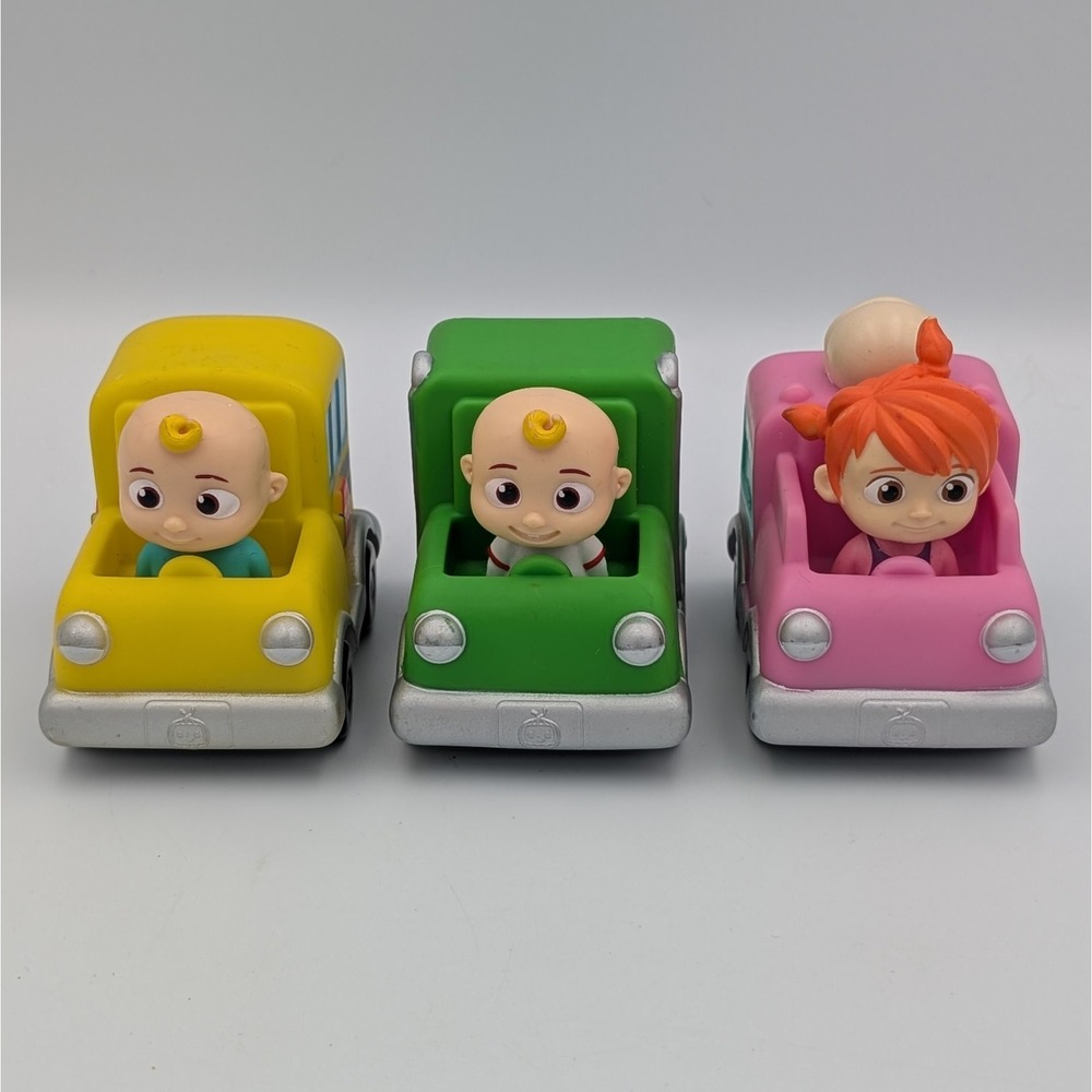 Cocomelon Mini Vehicles JJ School Bus Garbage Truck YoYo Ice Cream Truck 3pc Set